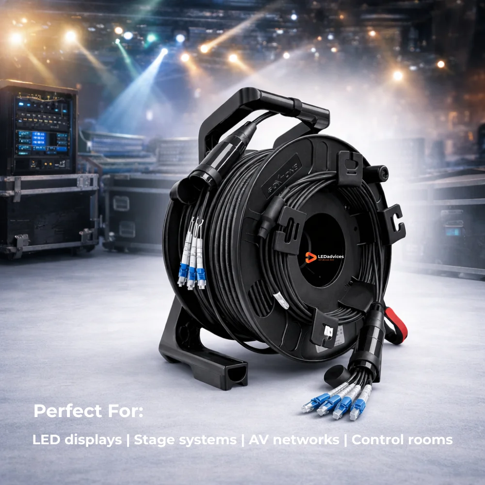 Core 4/6/8/12 200m LC-LC Armored Fiber Cables For LED Screens 10 Gigabits Wire Roulette TPU Jacket Rental Event LC SC FC ST