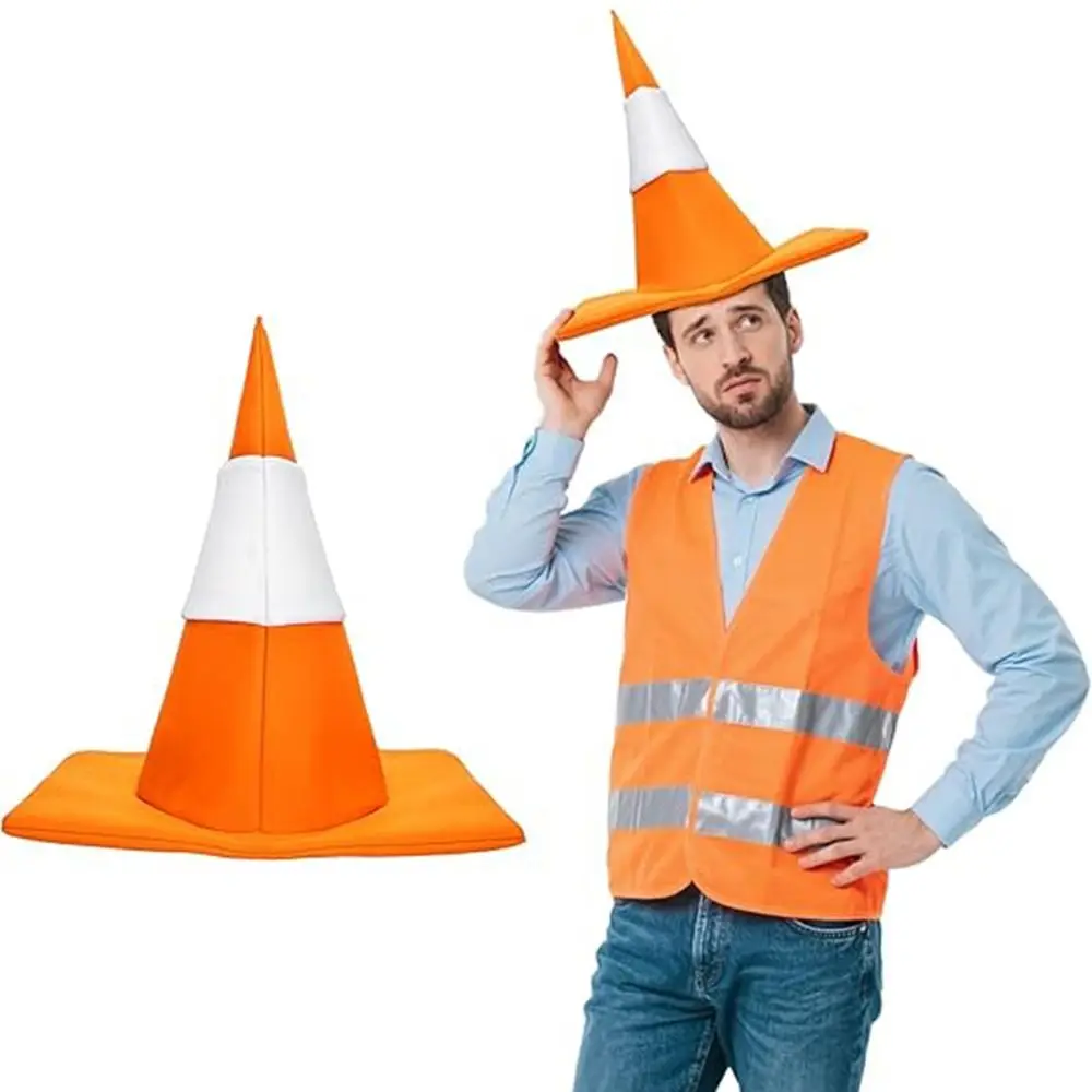 Carnival Foldable Traffic Cone Hat All Age Dress Up Stage Hat Stage Performance Role Play Party Headgear Cosplay Event