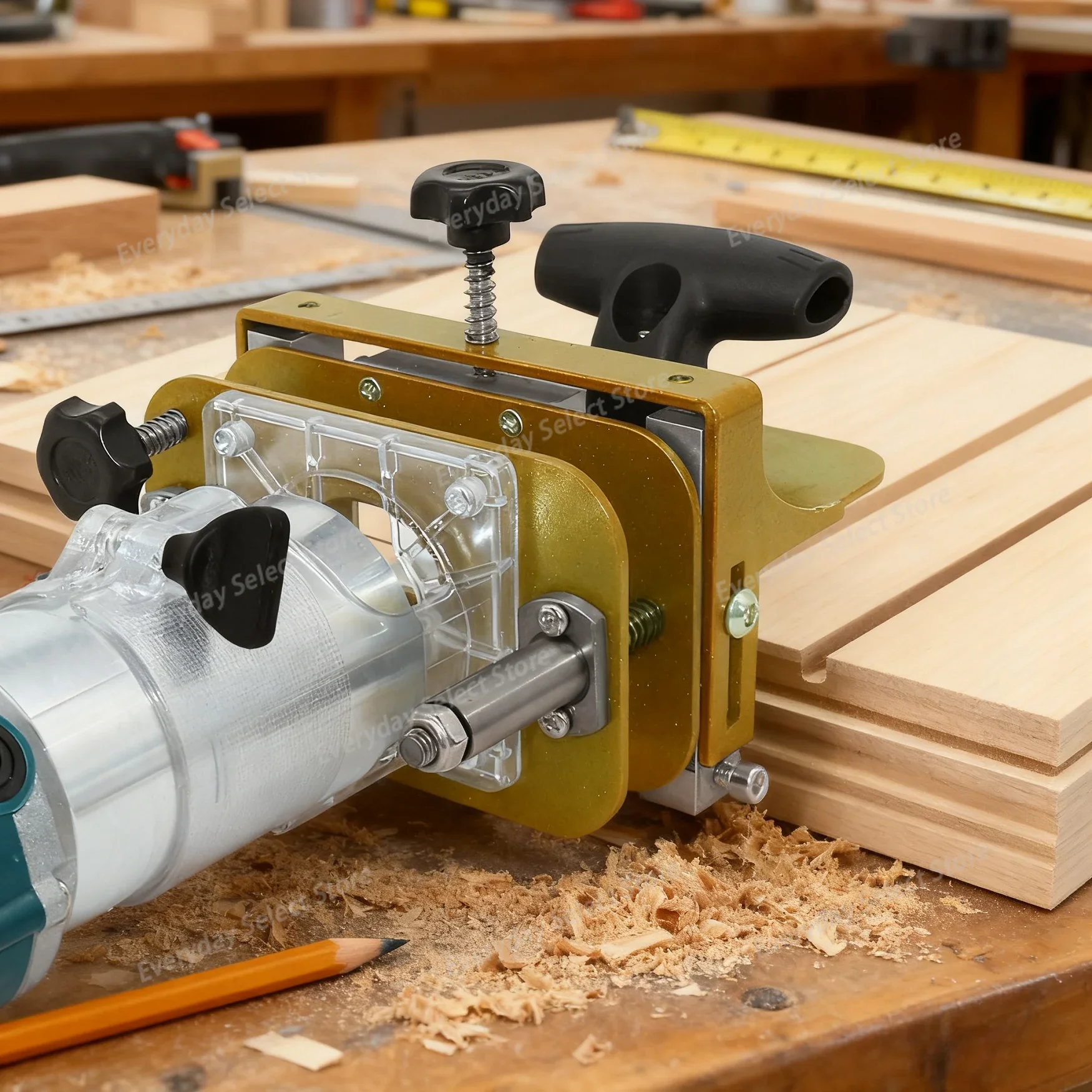 2‑In‑1 Adjustable Invisible‑Fastener Slotting‑Jig Woodworking Groove‑Positioning Device for Concealed‑Connector