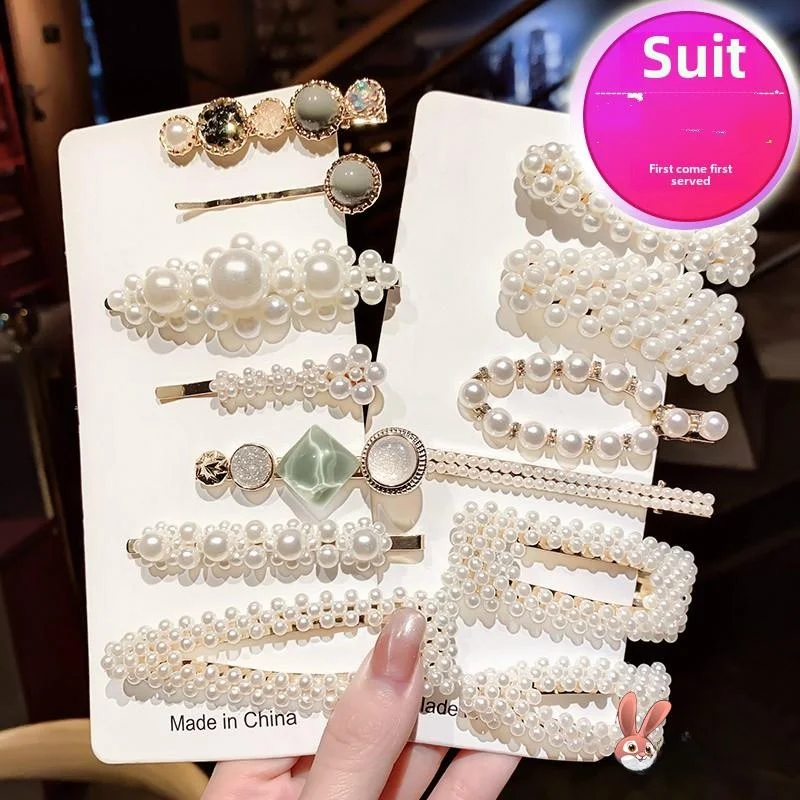 

Sweet Pearl Hair Clip Versatile Hair Accories for Girls Simple Korean Sle Beach Side Clip ular Internet Red