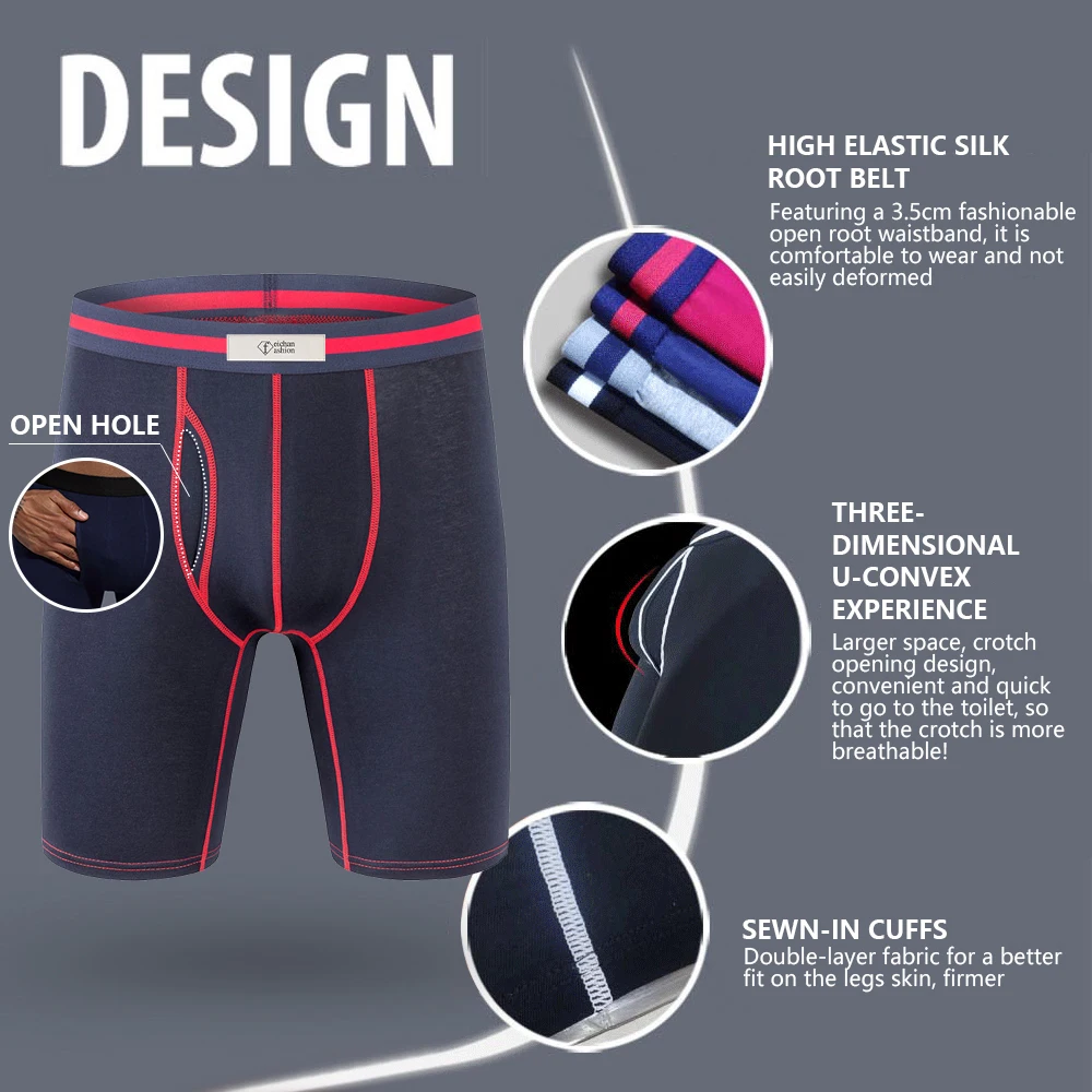 Men's external short sports pants with moisture absorption breathability colorful multi bag opening double bag men underpants