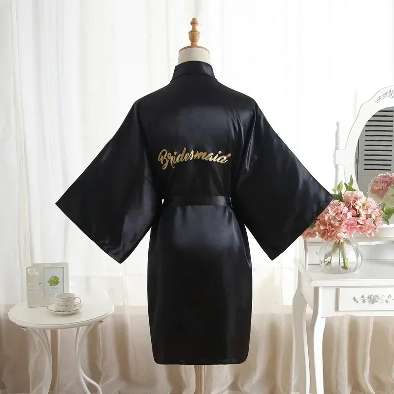 Wedding Bride Bridesmaid Robes for Women Bridal Party Gifts Team Dress Gown Silk Satin Sleepwear Kimono Sexy Summer Bathrobe