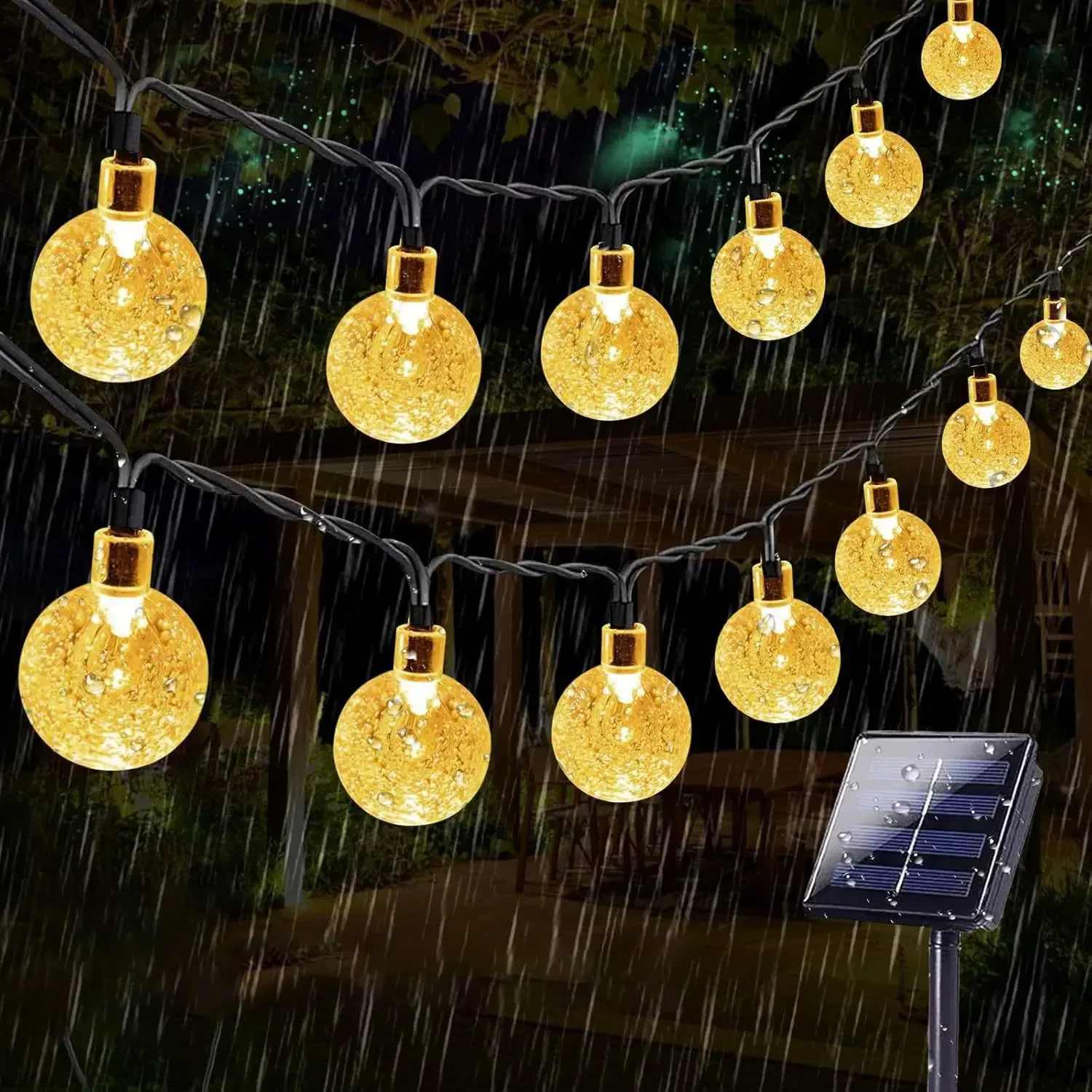 20/50/100LED Solar-Powered Bubble Ball LED String Light Waterproof Outdoor Courtyard Garden Fairy Lights Ramadan Decorations