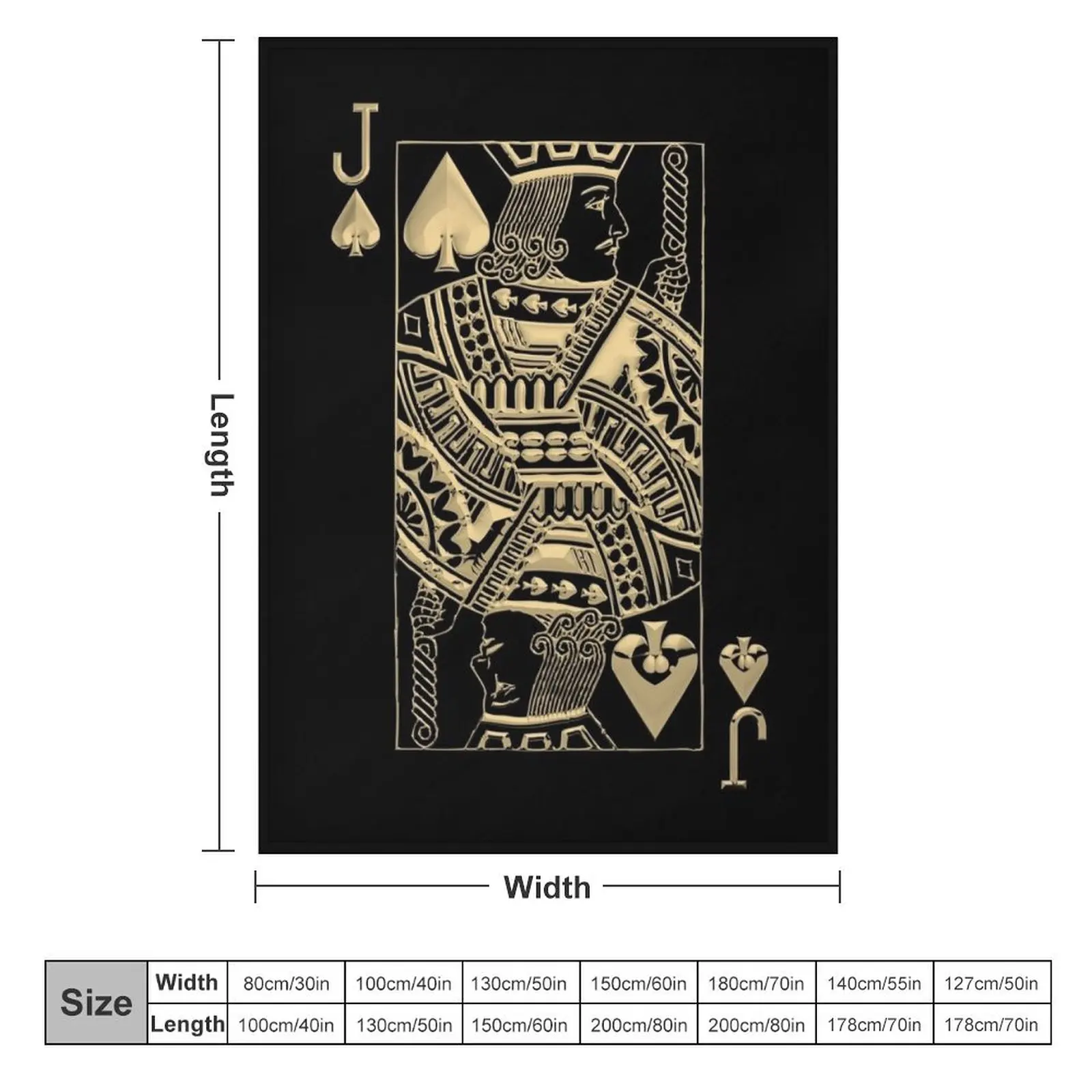 Jack of Spades in Gold over Black Throw Blanket Sleeping Bag Heavy Blankets