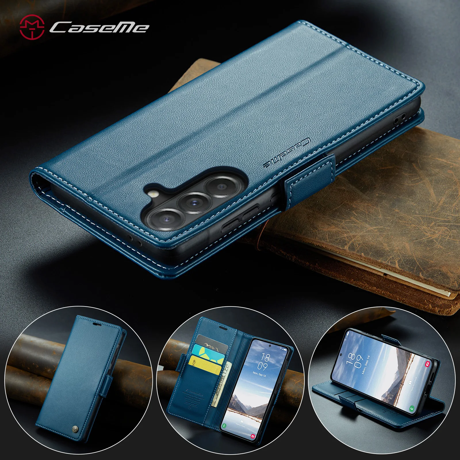 

A37, For Samsung Galaxy A37, Caseme-023 Luxury Flip PU Leather Wallet Case Card Slot Pouch Stand Phone Full Cover Side Buckle