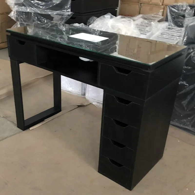 Modern manicure table nails bar station pedicure salon furniture nail dust desk nail tables with glass top