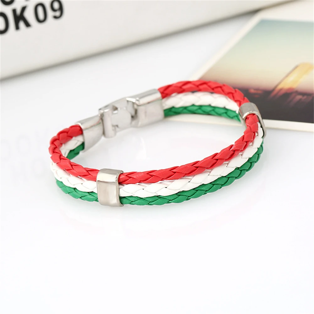 Russia bracciale bandiera in pelle PU brasile spagna francia italia Argentina bracciale bandiera nazionale per uomo donna amanti gioielli in metallo