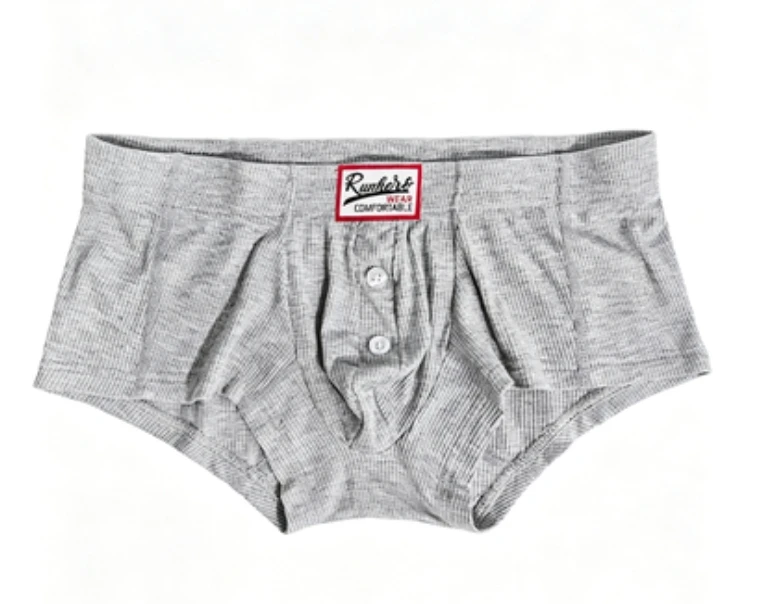 

Men's Bulge Boxy Underwear Modal Cotton Boxer Briefs Low Waist Button Design Ribbed Slim Fit Breathable U-Pouch Sports Underwear