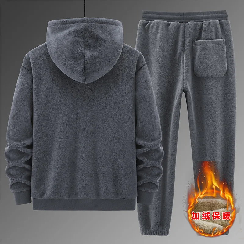 Chándal de terciopelo grueso para hombre, conjunto de ropa deportiva de 2 piezas, abrigo con cremallera y pantalones, ropa de gran tamaño para correr, Invierno