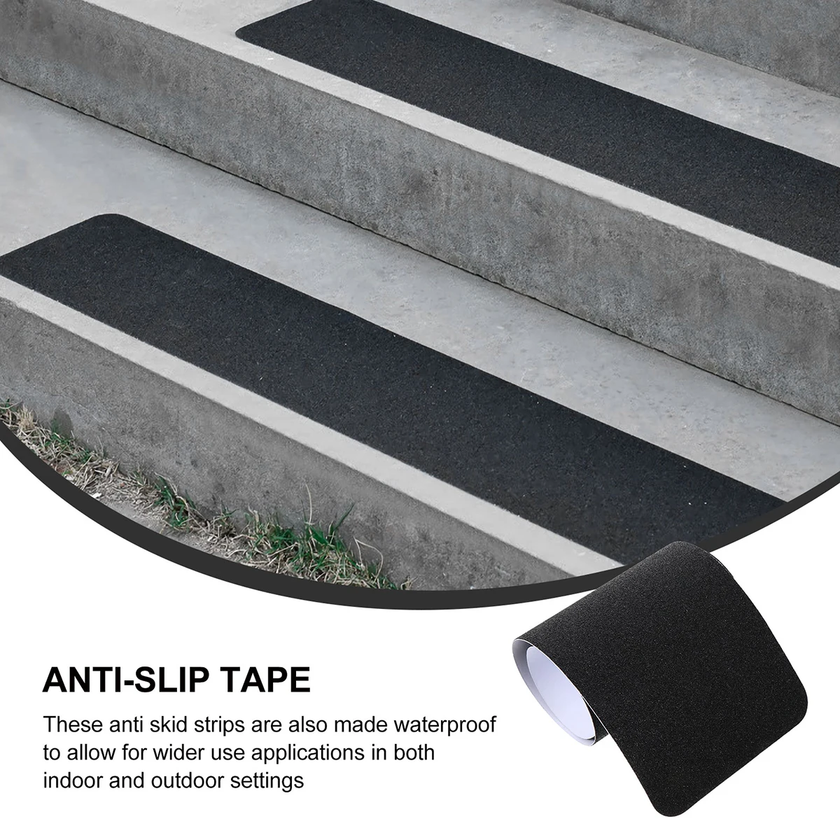 

4pcs Black Anti-slip Tape 15cmx76cm Stair Treads Non-slip Stair Treads for Indoor Outdoor Construction Tools Safety