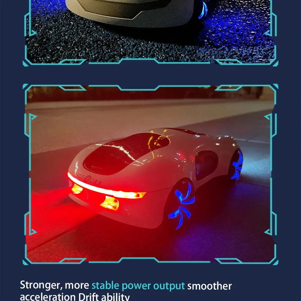 2.4G RC Stunt Car 1/18 Remote Control Car 360 Rotation Drift Car Gesture Sensing Dual Spray Racing Vehicle Light Music Xmas Gift