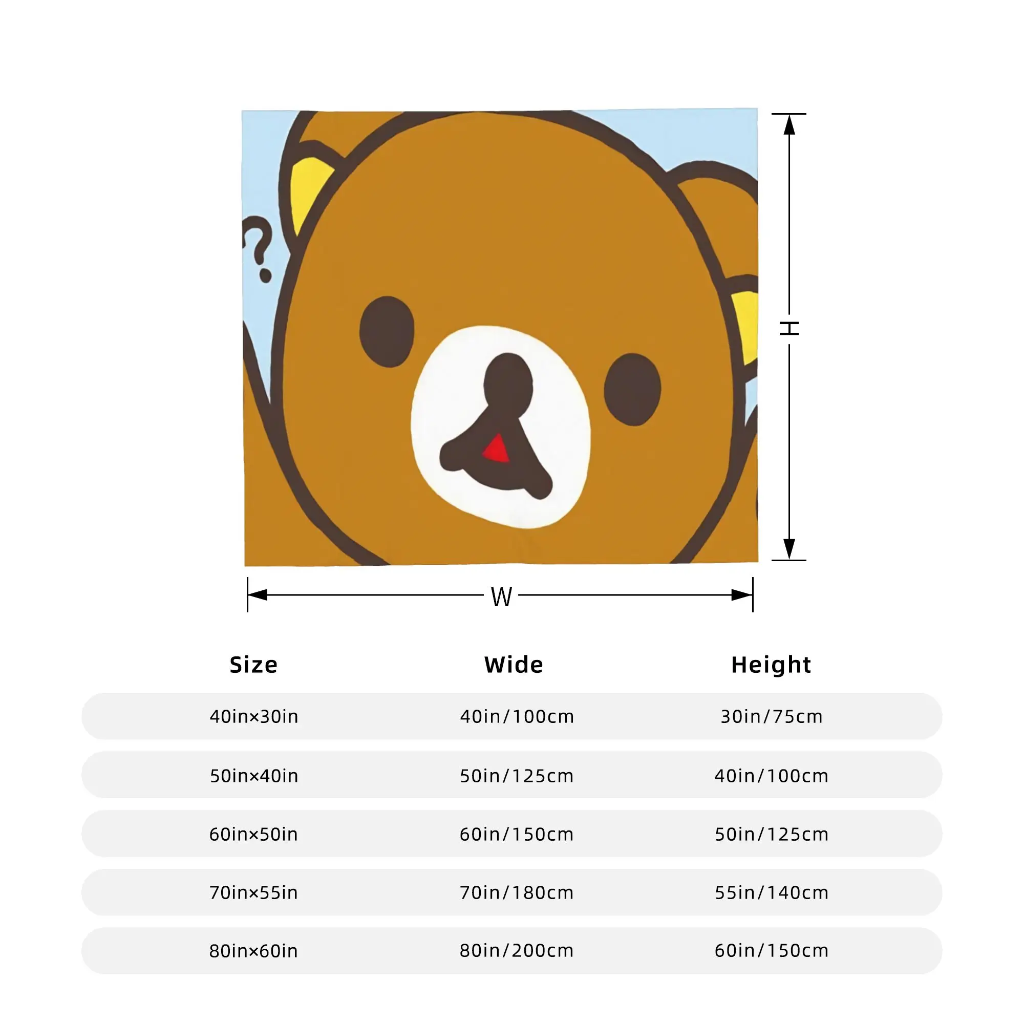 Cute Hug Bear Blanket Coral Fleece Plush Rilakkumas Ultra-Soft Throw Blanket for Airplane Travel Bedroom Quilt