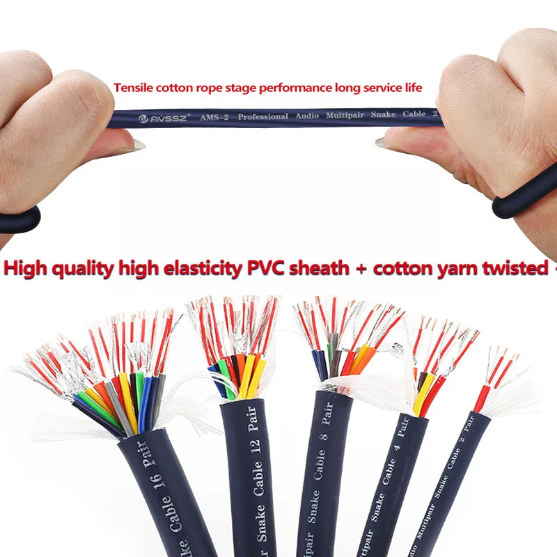 1-6 Meter AVSSZ Multichannel Cable 2/4/8/12/16/24 Way Multi-core Audio Stage Signal  Cable Mixer XLR Male /Female Rainbow Cable