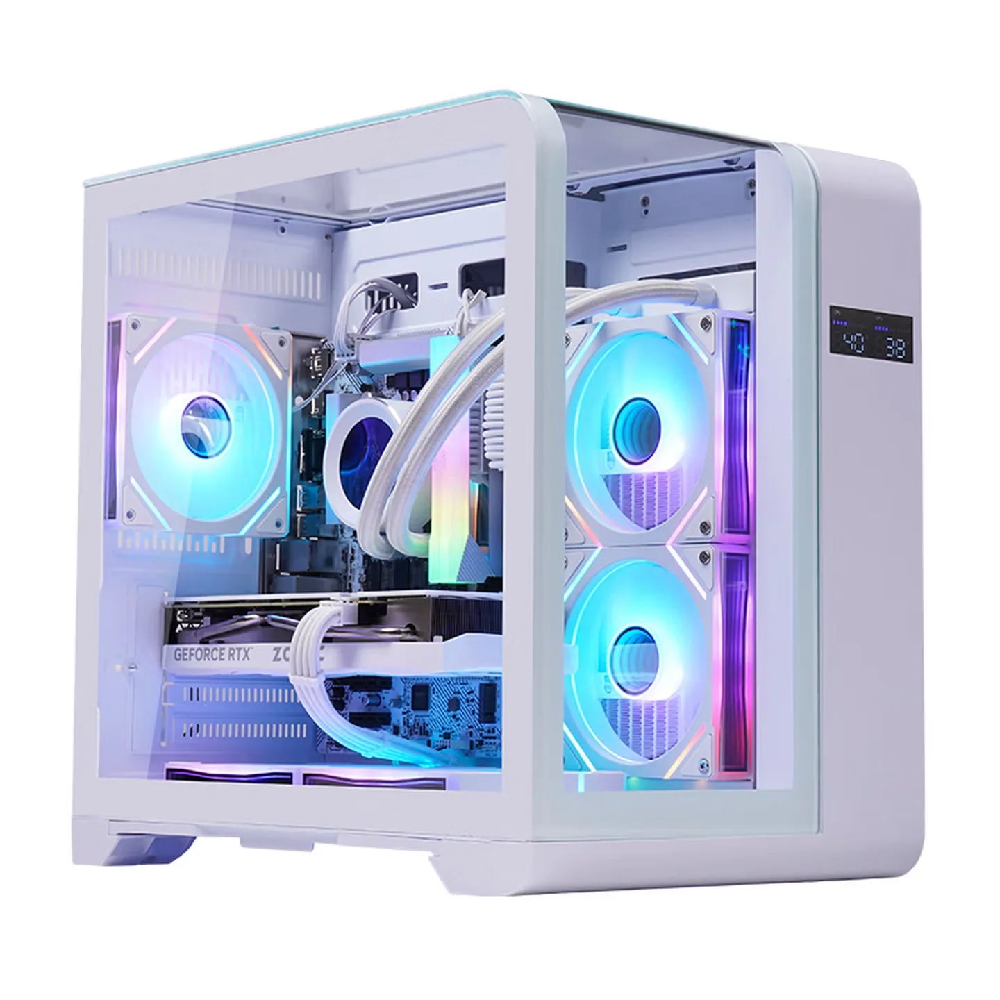 

WJCOOLMAN Wentian mini Sea View Computer Case with Curved Glass Digital Display Computer Case Supports 240 Water Cooling