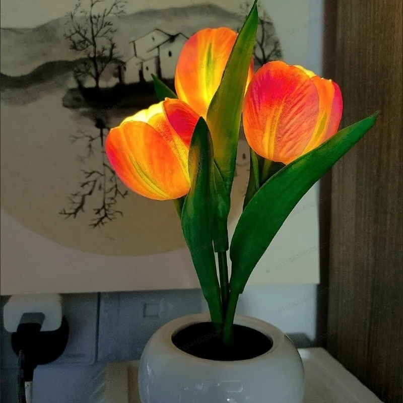 

Tulip Night Light Ins Style Decorative Table Lamp for Girls Gift Bedroom Bedside Living Room Study Room Home Ornament