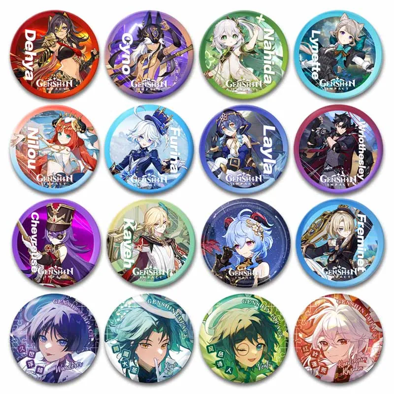 

Game Genshin Impact Characters Badges Xiao Nahida Alhaitham Cute Cartoon Round Brooch Lapel Pin Clothing Bag Jewelry Accessories