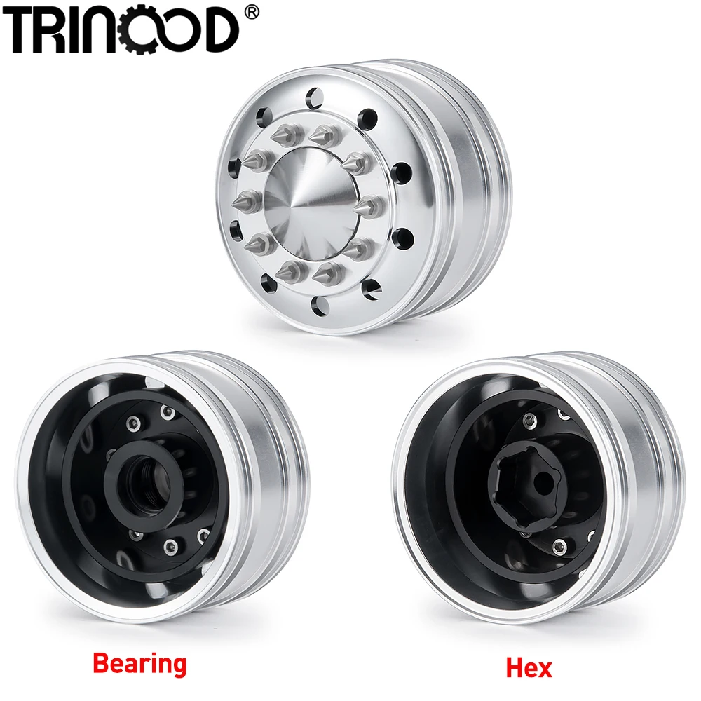 TRINOOD Aluminum Front Wheel Hub Rims for 1/14 Tamiya Truck Tractor VOLVO MAN 770S R470 R620 FH12 Upgrade Parts