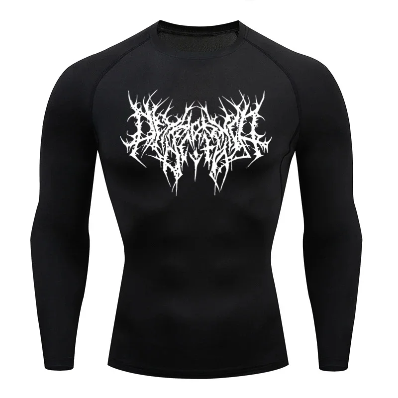 2026 New Style Men's Long-Sleeved Sports Shirt - Horror Death Metal 3D Print - Sports Fitness Running Quick-Dry Sports T-Shirt