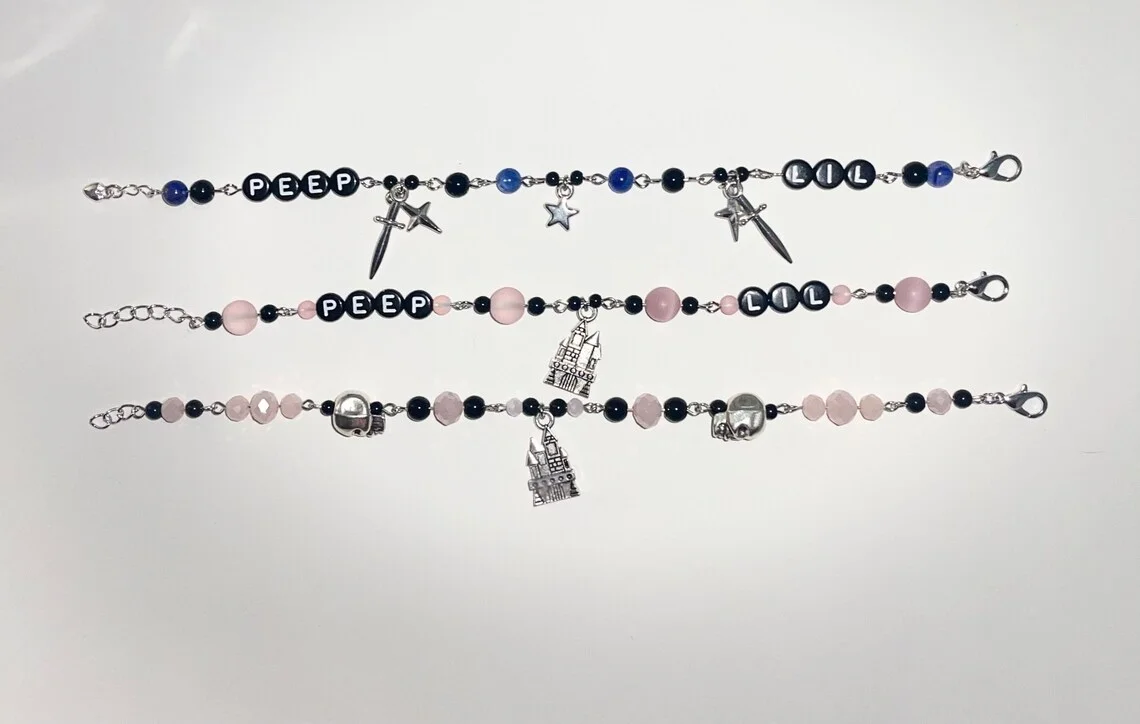 LIL PEEP charm bracelet - castles - star shopping - pink - black - blue- lil peep - gbc - friendship - duo - handmade - bracelet