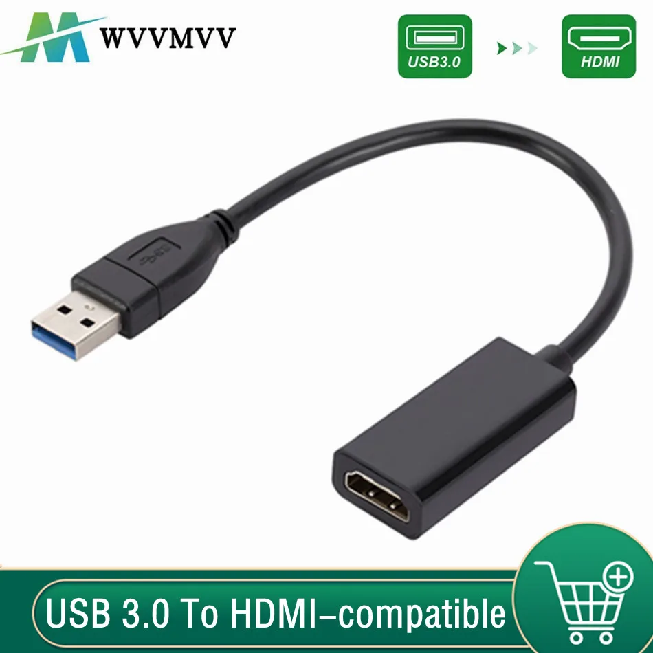 USB 3.0 To HDMI-compatible External Video Adapter Cable Portable Video Audio Converter 1080P Drive Free For Desktop Laptop PC