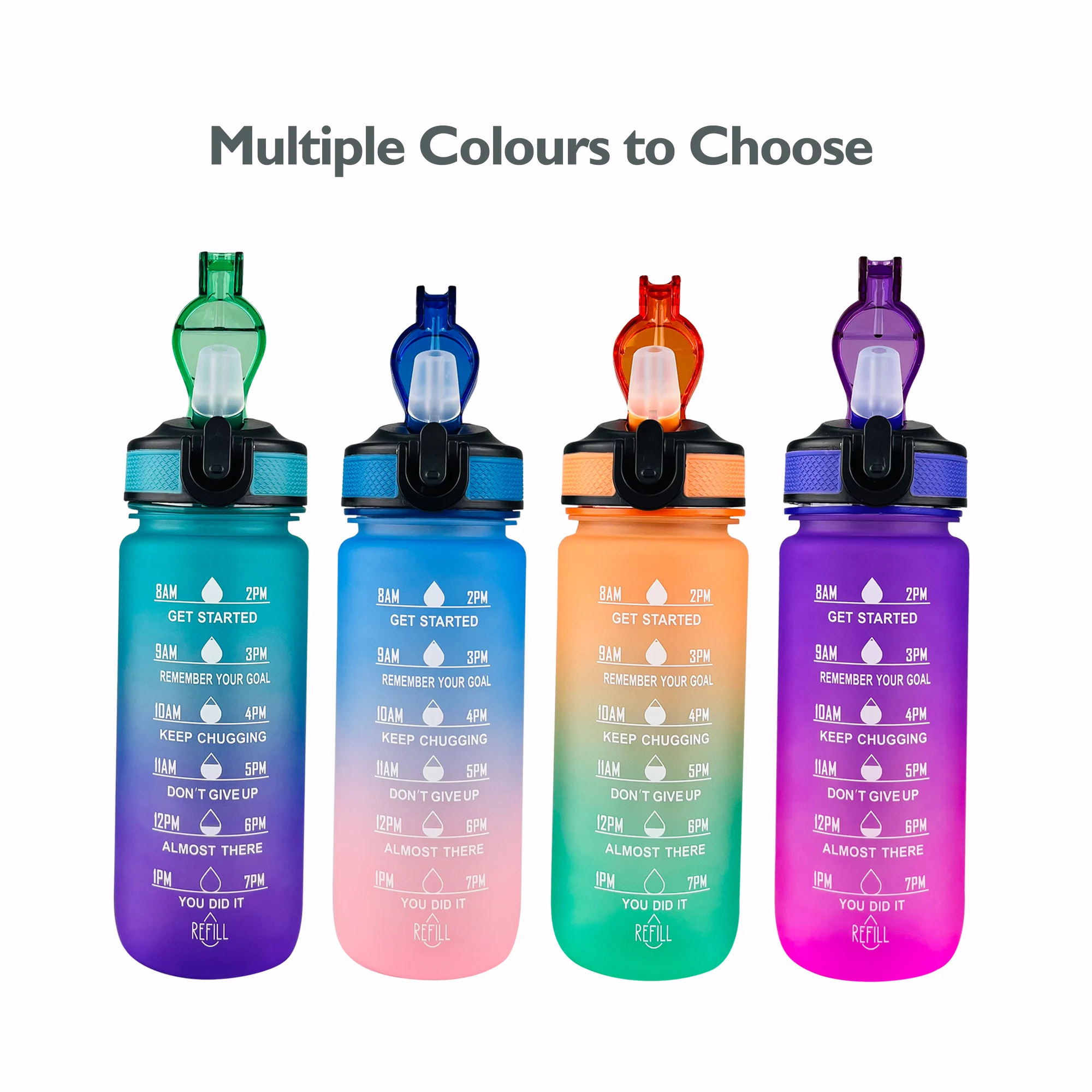 Bouteille d'eau en plastique pour enfants, 600ml, verres à saveur standard, avec paille en silicone, marqueur de temps, pour étudiants, SM002
