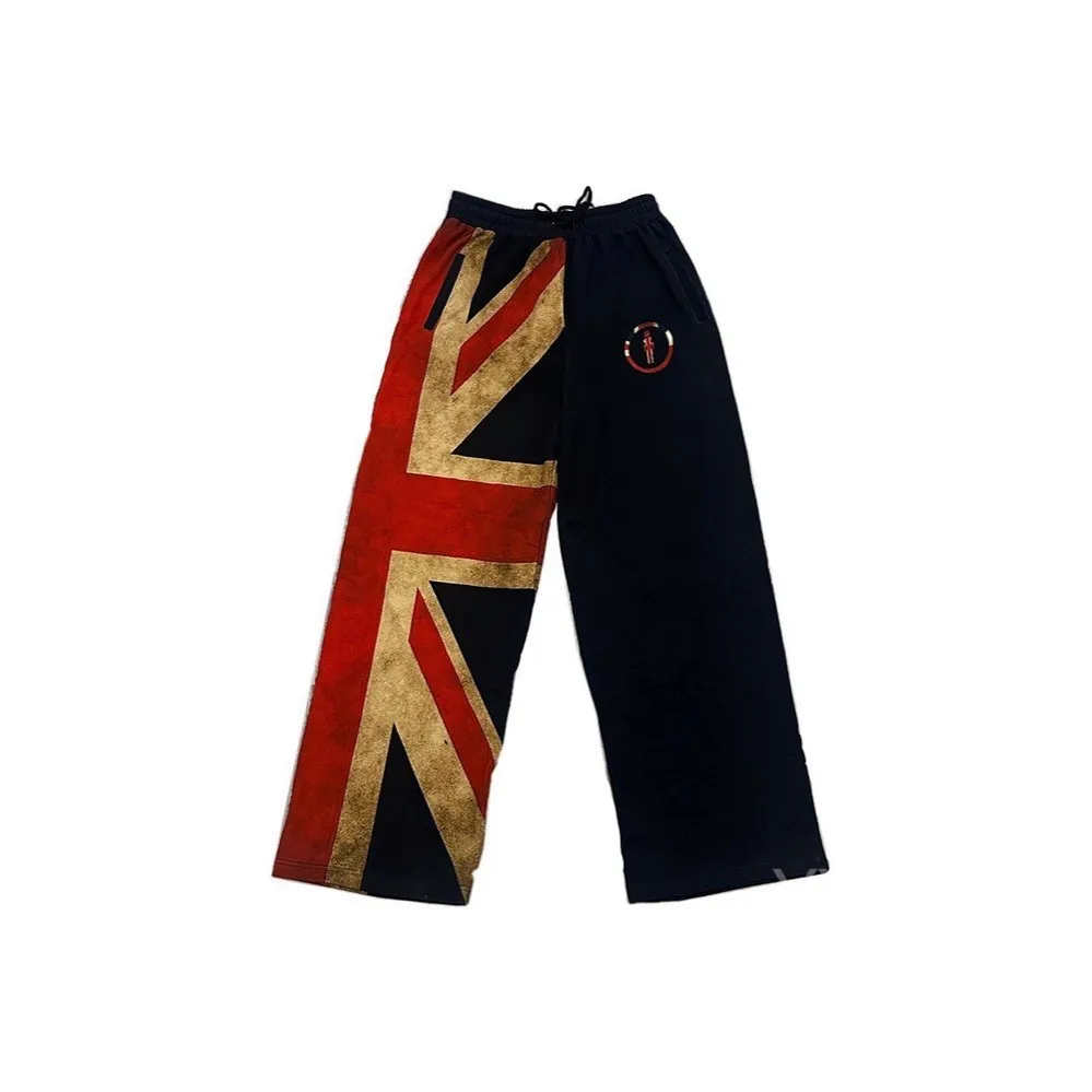 2026年新作 カラフルな2Kブロック柄 ドローストリング付き伸縮性ワイドレッグパンツ、ゆったりフィットで多用途、ニッチなファッショントレンド ユニセックススウェットパンツ