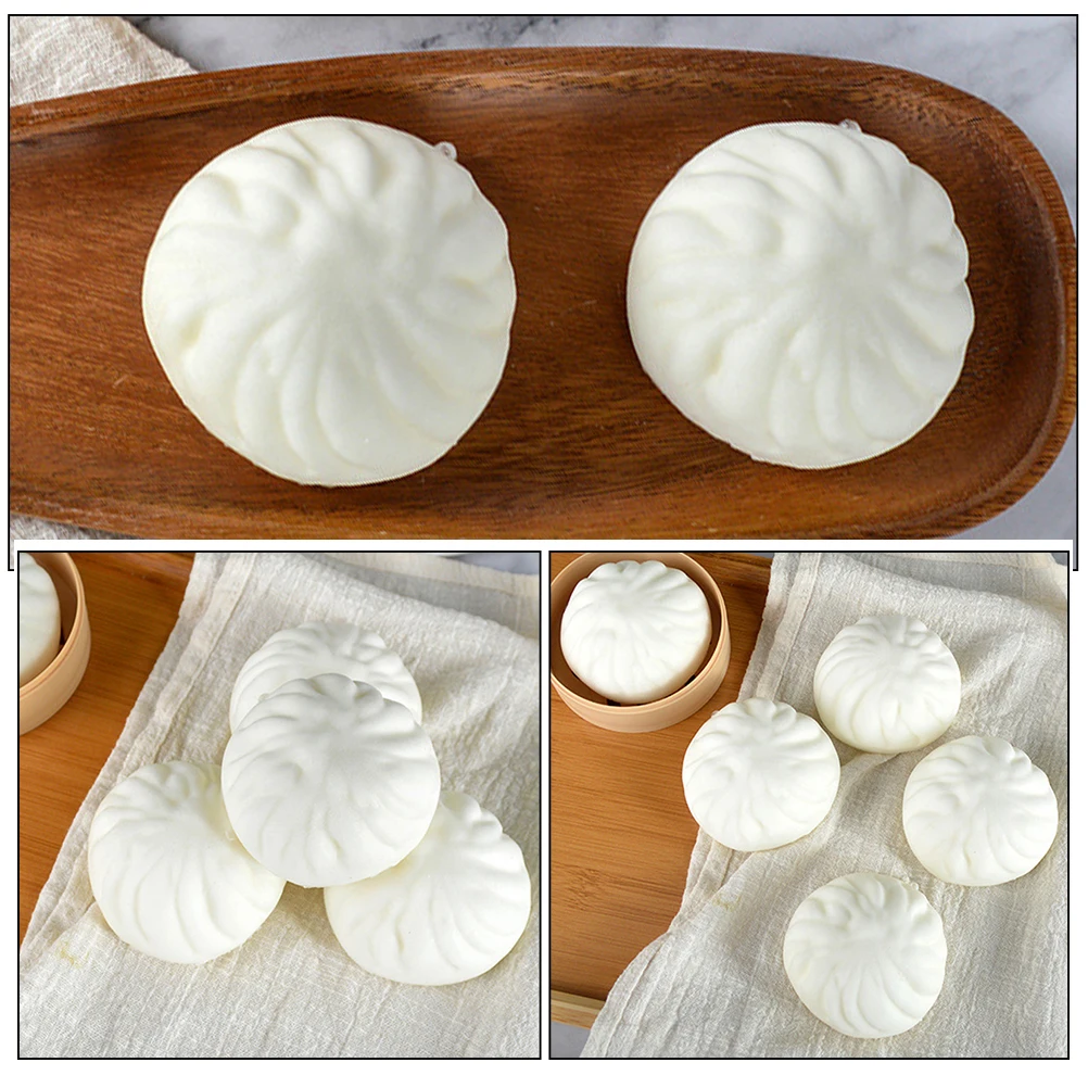

3pcs Buns Artificial Food Steamed Stuffed White Dumpling Toy Kitchen Play Decor Breakfast Play Food Educational