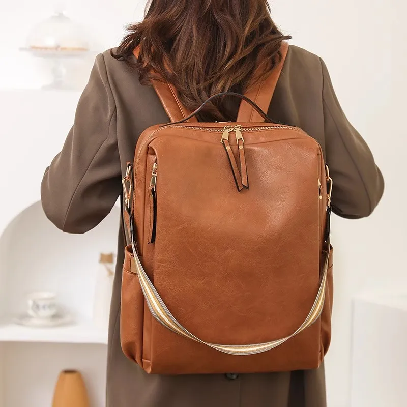 

Retro Ladies Shoulder Bag Retro Style Backpack Multifunctional PU Fashion Women Travel Back Bags Function Backpack School Bags
