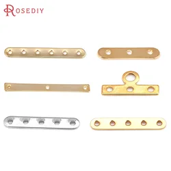 18K Gold Color Brass Many Holes Long Oval Spacer Disk Necklace Bracelets Connect Charms High Quality Diy Jewelry Making Supplies