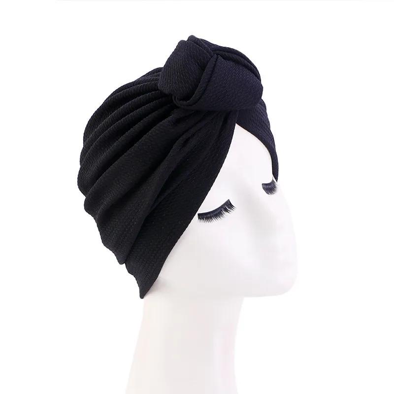 Top Knotted Turban Cap for Women Knot Pre-Tied Muslim Headscarf Bonnet Female Head Wraps African Indian Hat Turbante Mujer