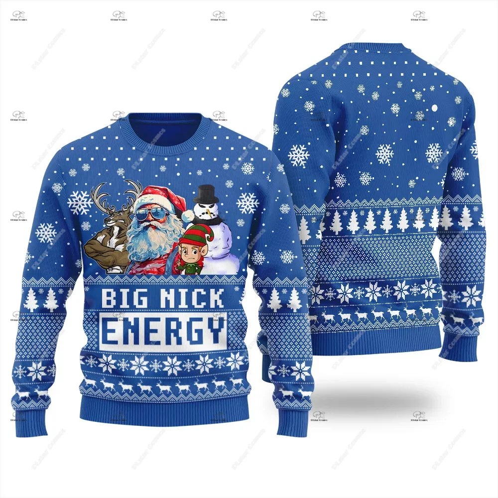 Christmas Santa Claus Pet Cat Knitted Ugly Sweater Graffiti Retro Vintage 3DPrint Pullover Harajuku Casual Funny Long Sleeves 17