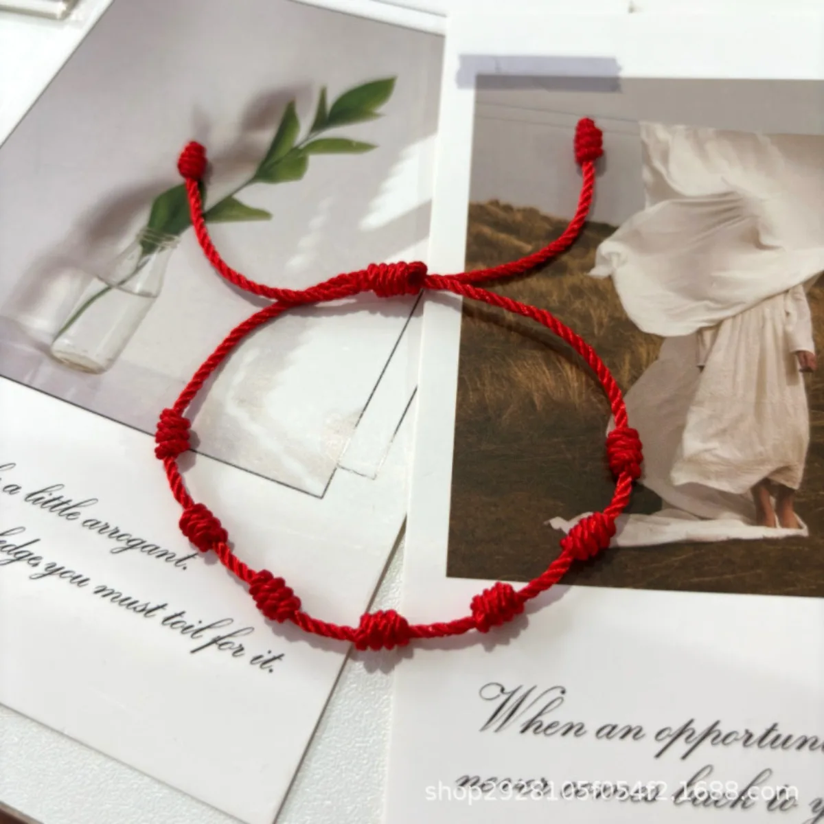 

Браслет ручной работы из 7 нитей, красный, плетеный, на удачу, регулируемый, украшение на запястье