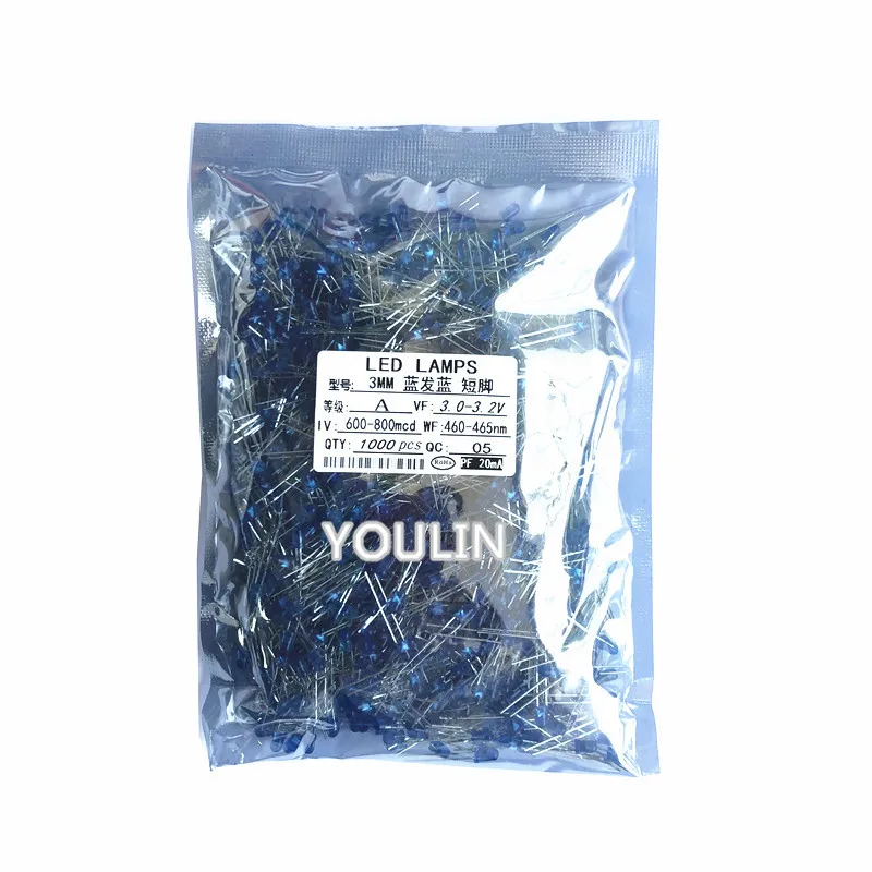 1000pcs F3 red hair red 3mm red green yellow blue orange indicator light direct inserted led light beads light emitting diode