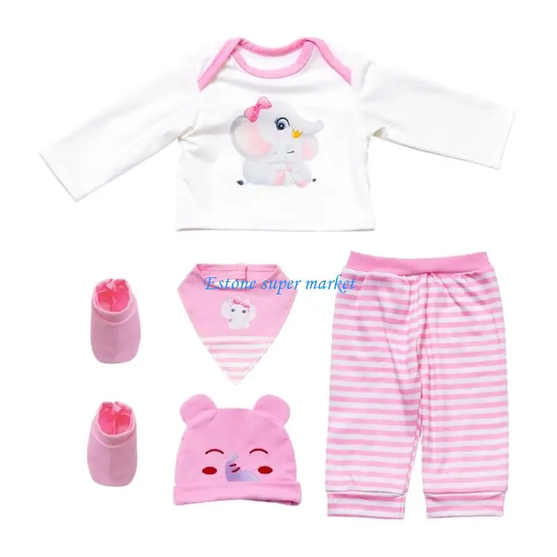 090B 18In مجموعة ملابس الدمية مع أزياء الدمية بنمط الرسوم المتحركة مع قميص السراويل #4