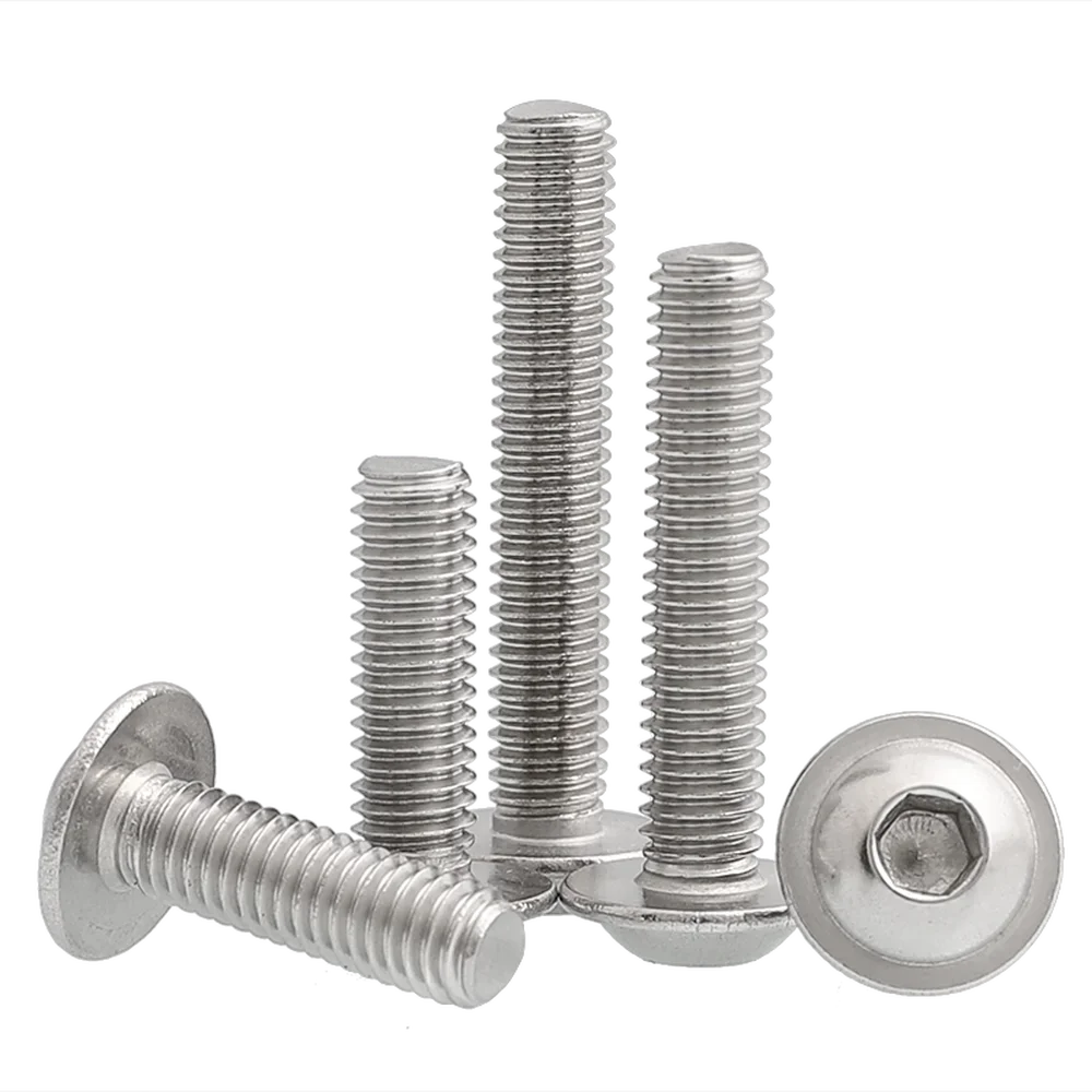 60pcs Hex Socket Allen Screws Round Button Head Flange Bolts M5 M6 304 Stainless Steel Screw ISO738 L=8-30mm 12 16 20 25mm