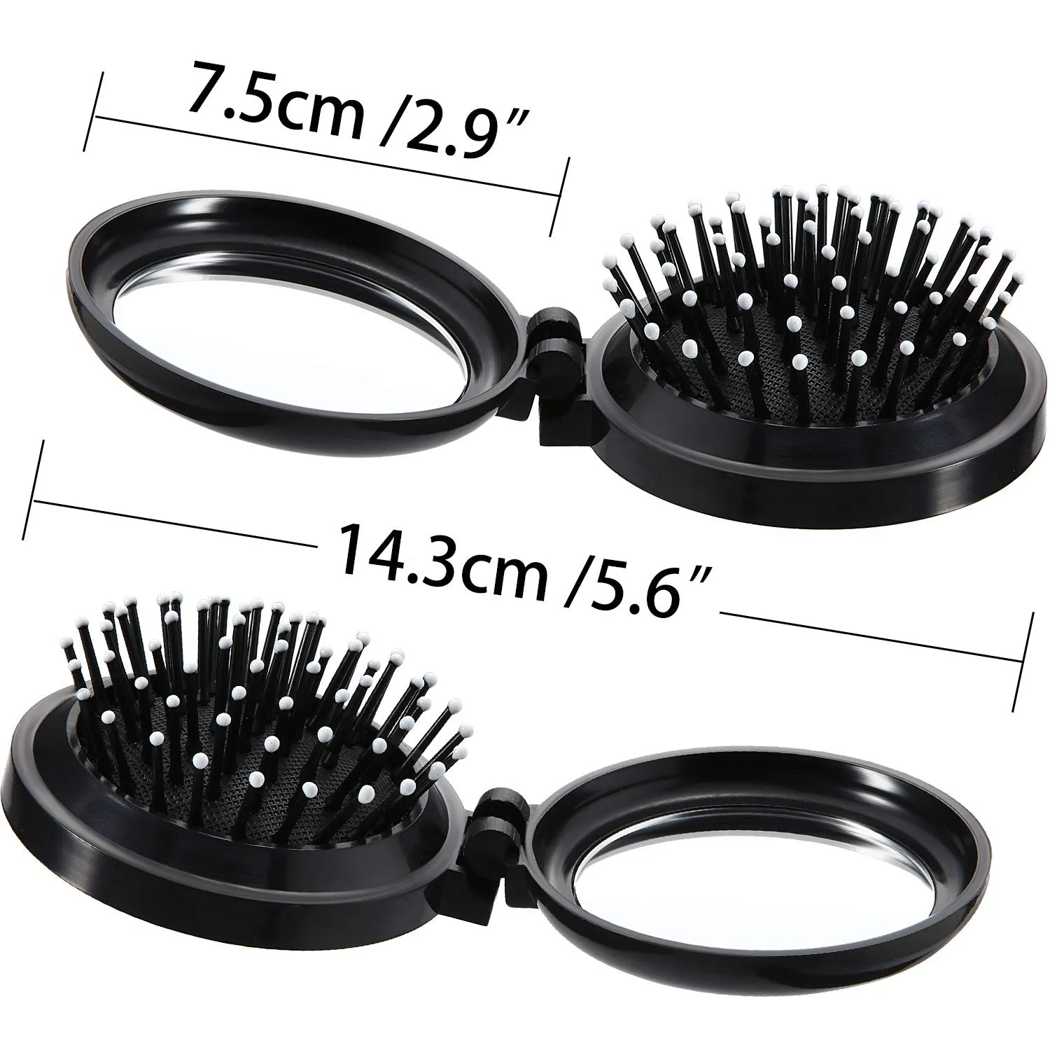 Portable Folding Hair Brush with Mirror, Travel Pocket Comb, Suitable for Scalp Massage and Styling - Ideal Choice for Women