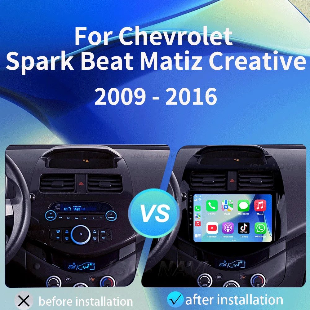 Android 15 Carplay Auto Car Radio Multimedia Player for Chevrolet Spark Beat Matiz Creative 2009 - 2016 E53 X5 M5 2din Stereo