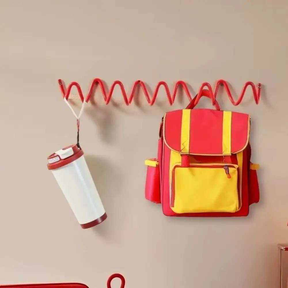 خطاف جداري معدني على شكل متموج مقاوم للماء، حامل تخزين أشتات بسيط، موفر للمساحة، رف خطاف مفاتيح إبداعي لغرفة نوم المطبخ