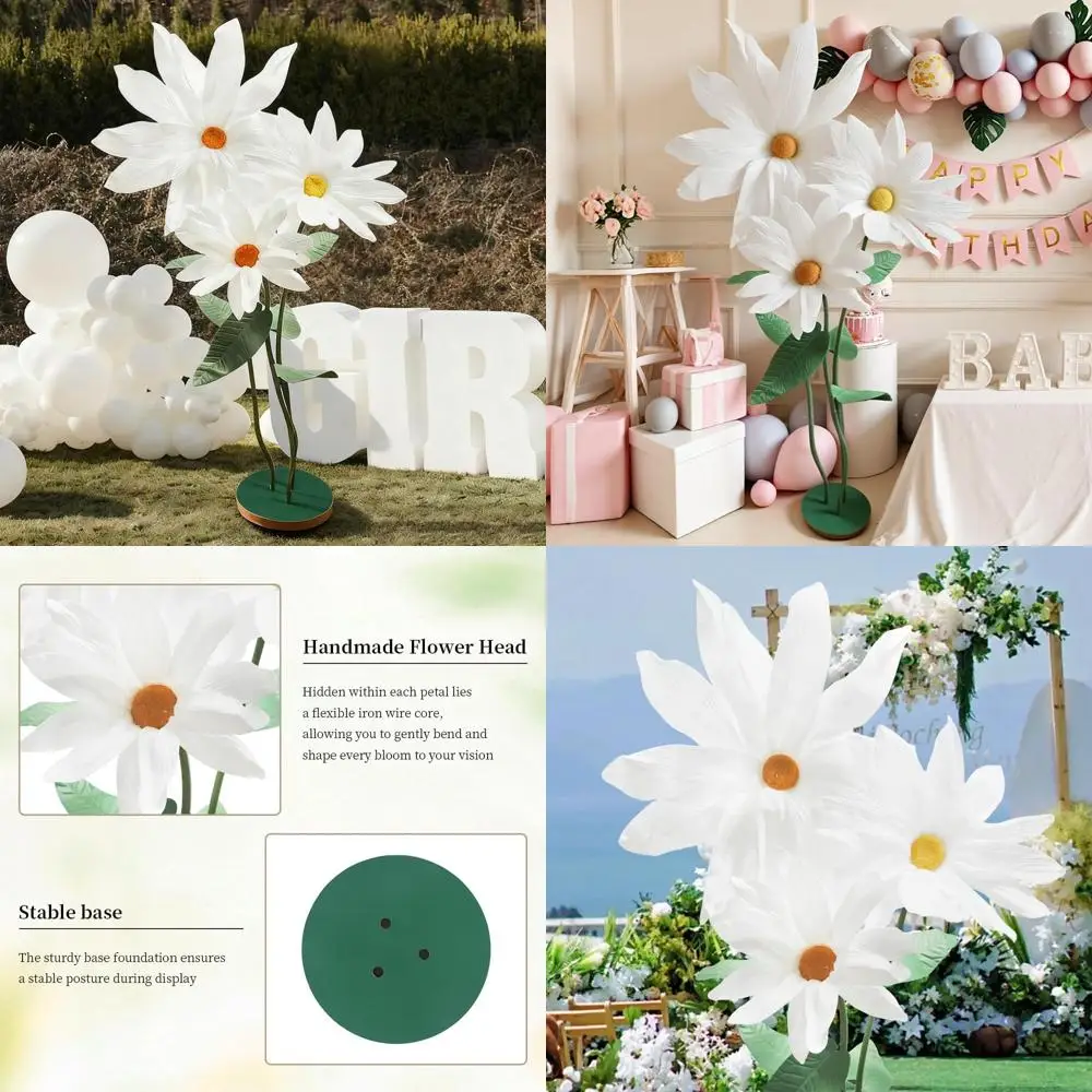 

Artificial Large Daisy Flowers for Party Decorations - Perfect for Birthdays, Bridal Showers, and Weddings