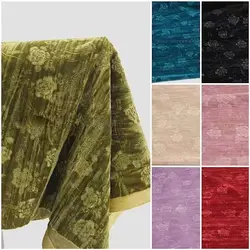 Micro Elastic Embossed Velour Fabric By Meters for Dresses Hanfu Cheongsam Sewing Chinese Style Rose Pattern Velvet Textile Soft