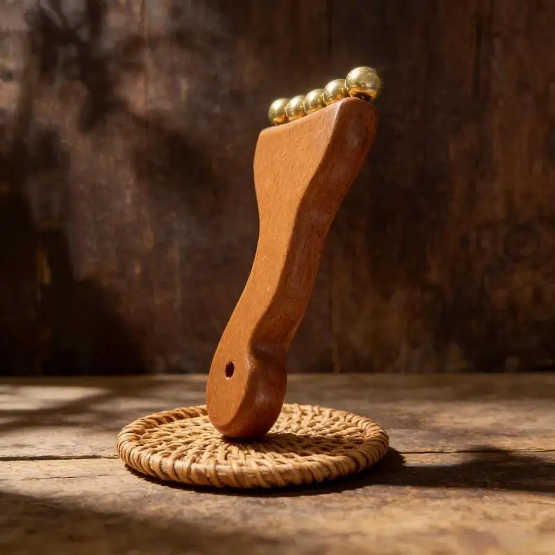 Meridian-Massagekamm aus Kupfer und Sandelholz, Meridian-Kamm, Nadelmassage, Guasha-Kopfmassagebürste, Entspannungs-Körpermassagegerät – Detail 10