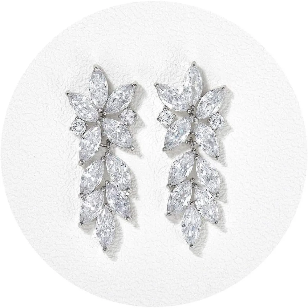 

Marquise Bridal Earrings CZ Dangle Drop for Wedding Bridesmaid Women
