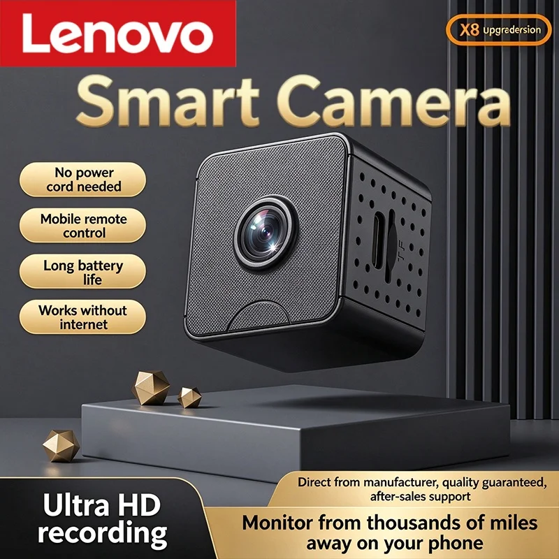 Lenovo X8 Cube Wireless 1080P HD Mobile Phone WiFi Camera Remote Monitor Ultra-clear Indoor and Outdoor Network Camera New 2026