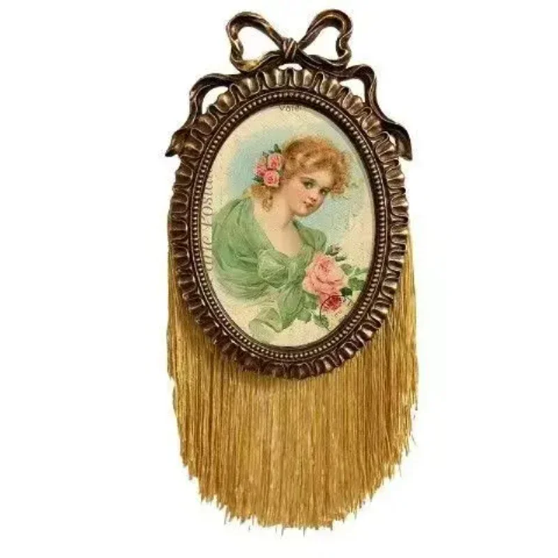 Bow fringe table European-style retro gold niche decorative painting palace picture frame pendant home decoration crafts Gift