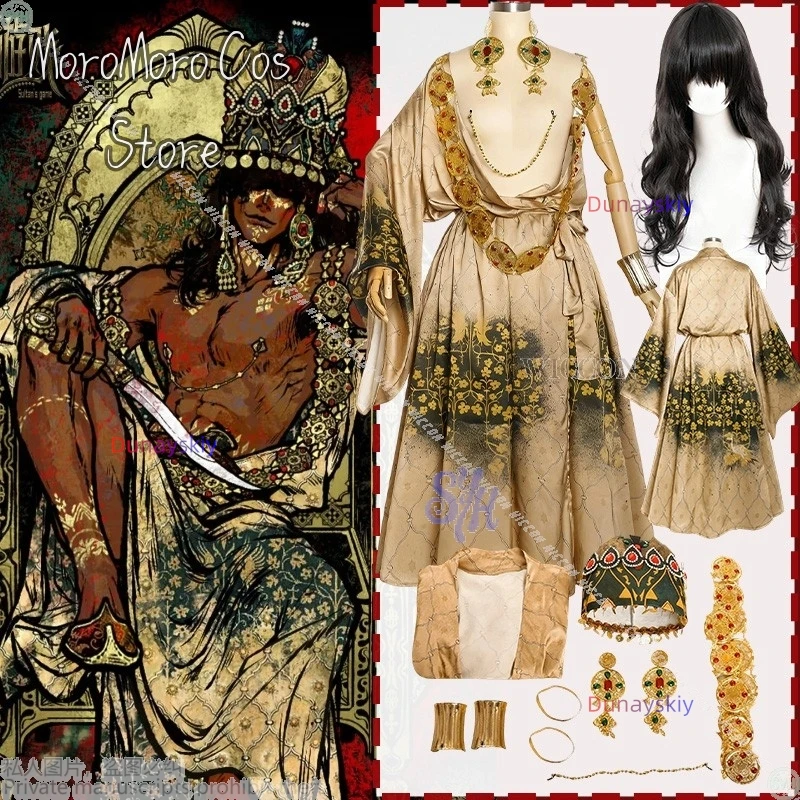 

Аниме «Игра Султан Косплей Султан Кинг»コス Rosen Сексуальное женское белье Ретро Цветочные узоры Свободный внешний халат Вечеринка на Хэллоуин