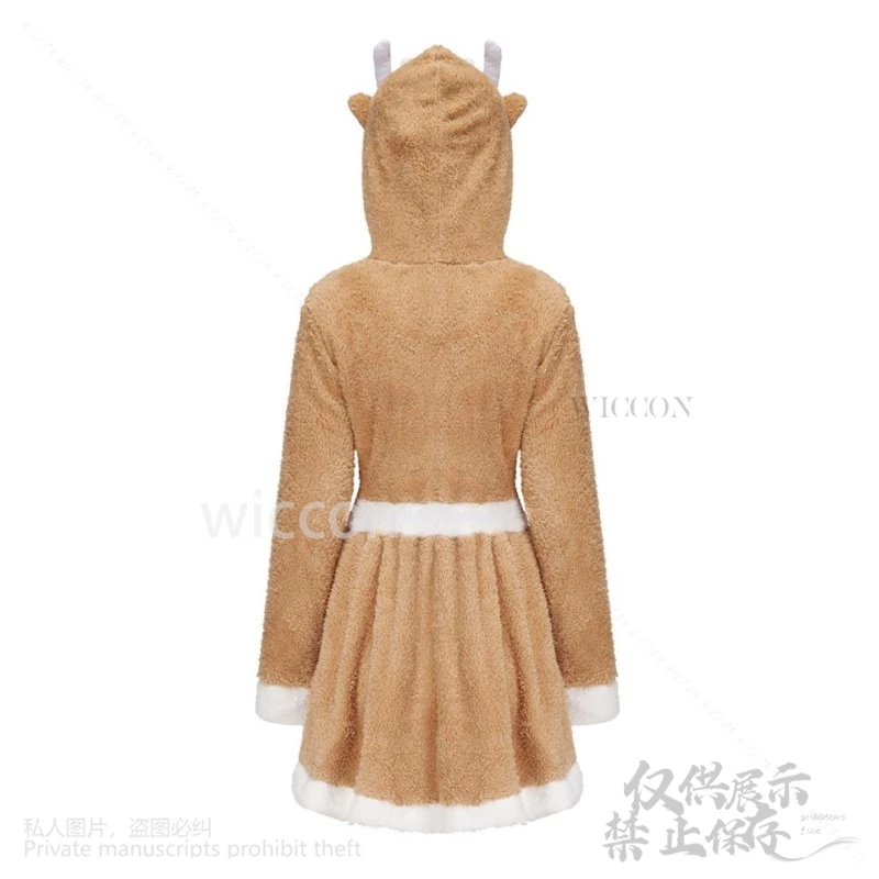 2024 عيد الميلاد كوميك كون لطيف الرنة الأيائل مخصص الحيوان فضفاض الدافئة المرجان منامة فستان الوالدين والطفل ماكياج وتتسابق لوليتا