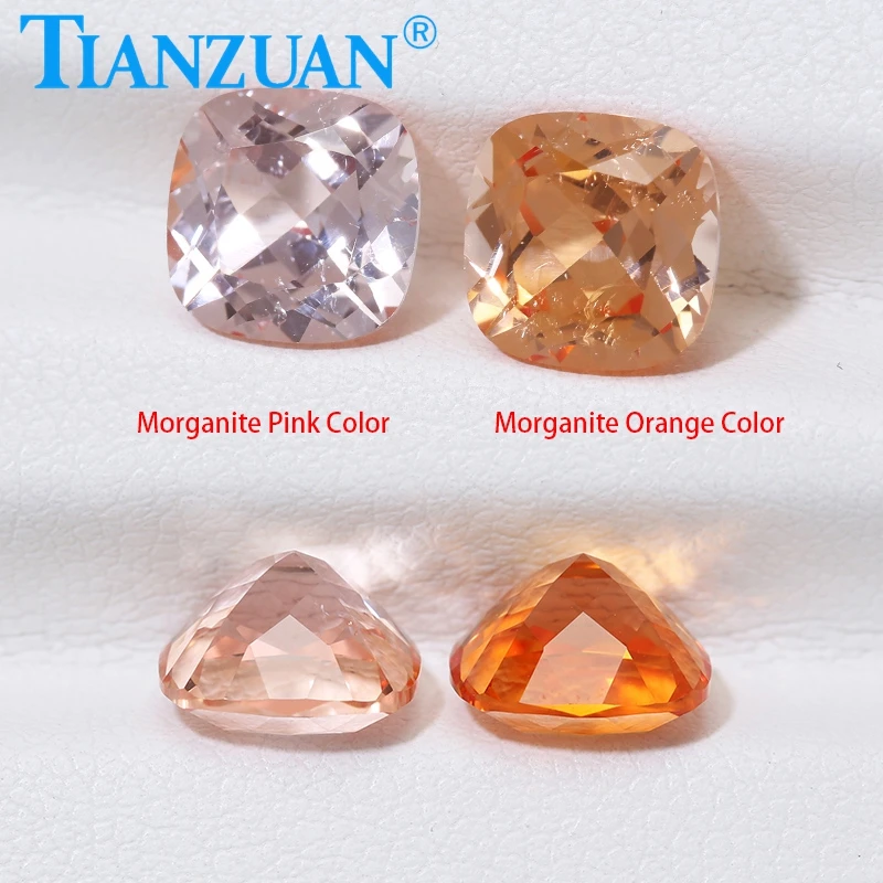 Cushion Shape Lab Grown Sapphire Morganite Color Natual Cut Synthetic Sapphire Visible Inclusion Crack with AGL certificate