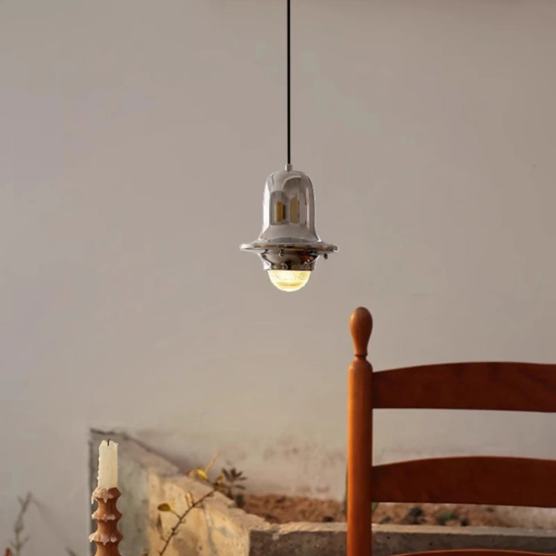 Bauhaus Bedside Small Chandelier High-end Metallic Silver Industrial Style Cafe B&B Bar Retro Chandelier