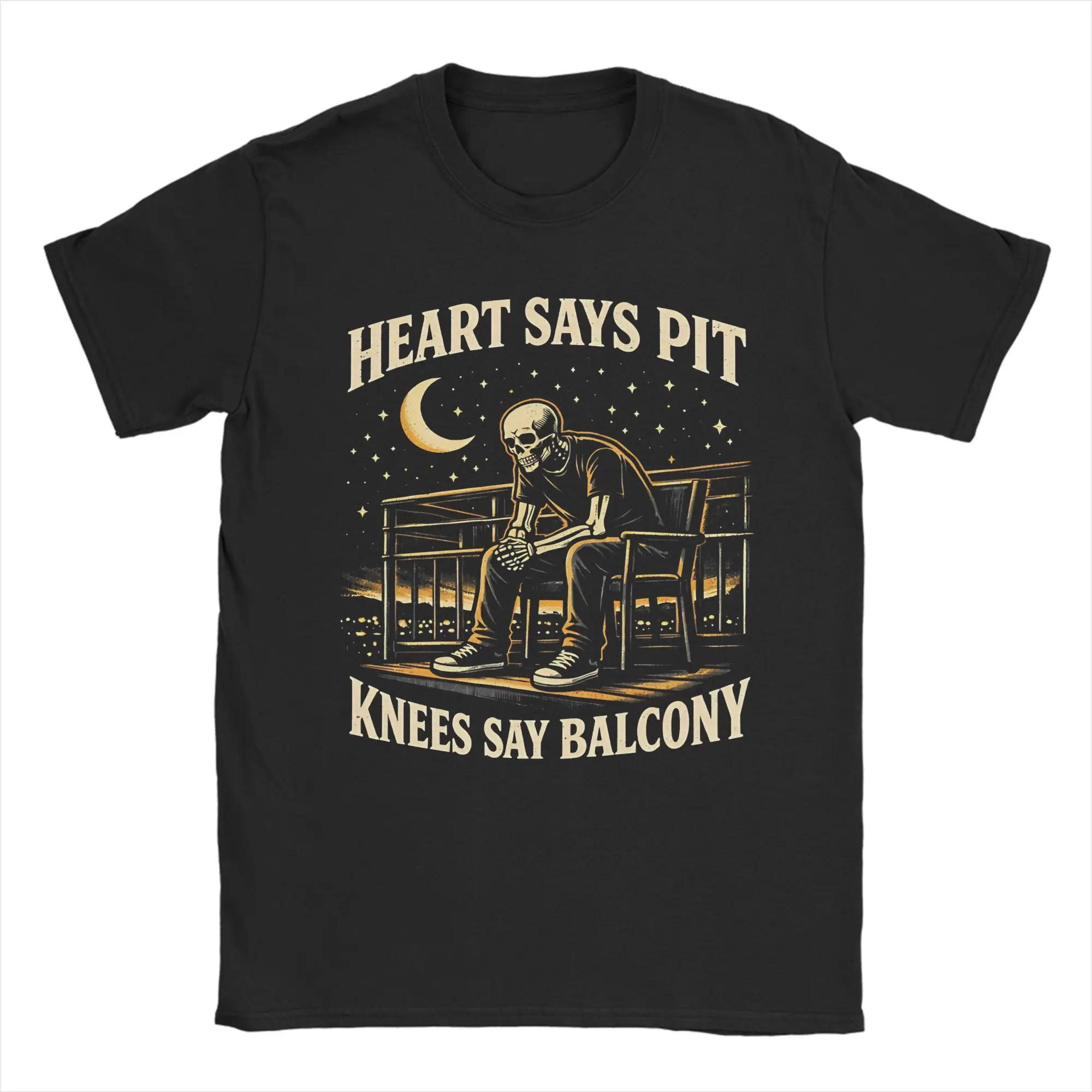 heart says pit knees say balcony  Tshirts For Men Women Cotton Clothes Fashion Retro Vintage  Crewneck Short Sleeve