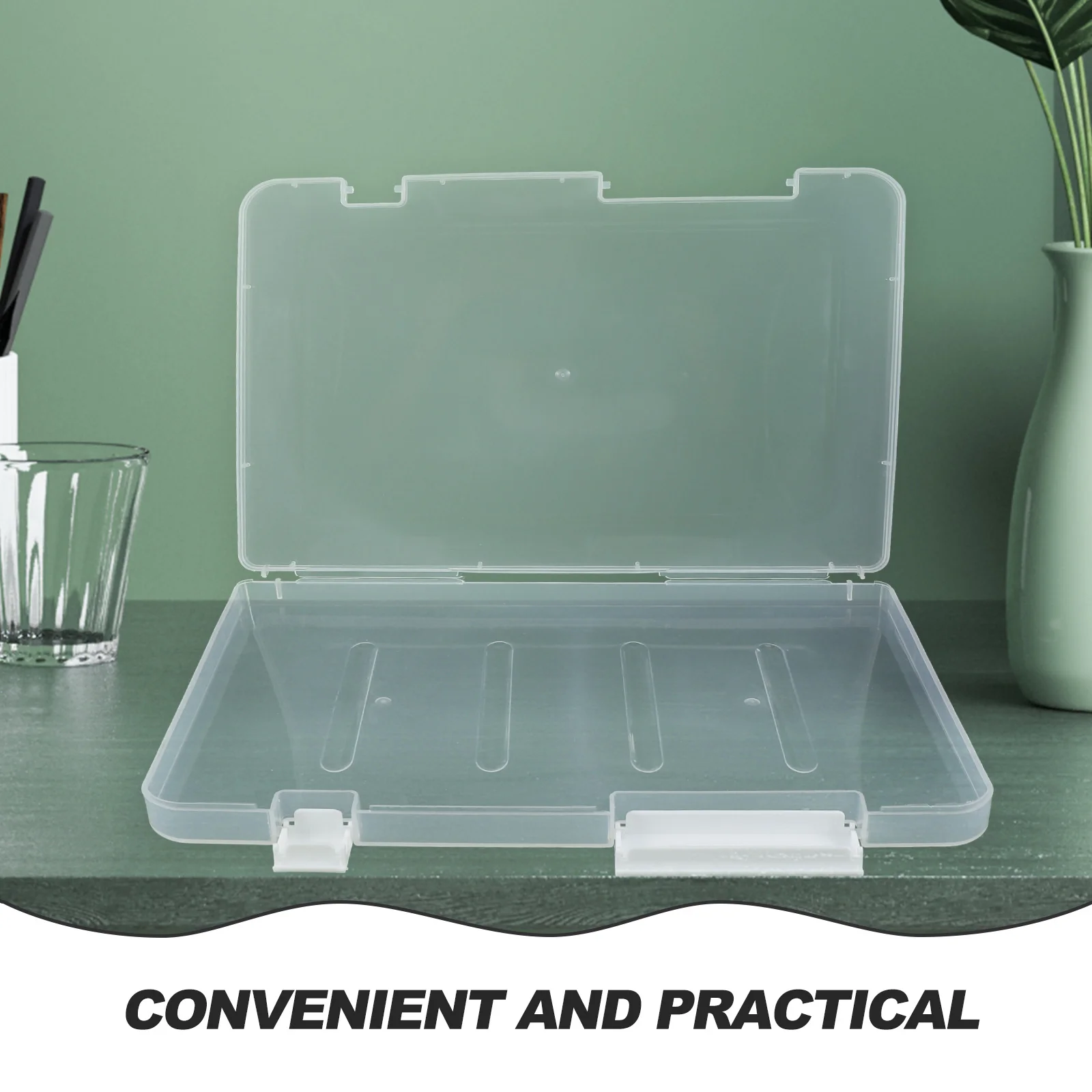 4 Pcs Storage Box Plastic Boxes Scrapbook Portable Project Case Protector File Magazine Holder Document The Paper A4 With Lids